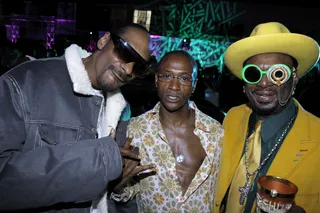 Players Cliub - Comedian Tommy Davidson kicks it with Snoop Dogg and Bishop Don Magic Juan at the post-BET Awards Dinner at Mr. Chow.(Photo: Ernest Estime/BET Digital)