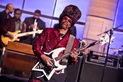 We Want Bootsy! - Funk legend Bootsy Collins hits the stage to perform his classic “Ahh...The Name Is Bootsy, Baby,” much to the delight of The Mo’Nique Show audience.(Photo: Darnell Williams/BET)