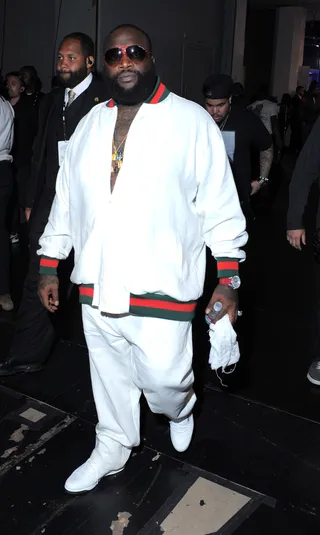 Rick Ross - Feeling good in white and want to wear the color all summer long? It might be worth upgrading to a high-end design from Gucci.(Photo: Adrian Sidney/PictureGroup)