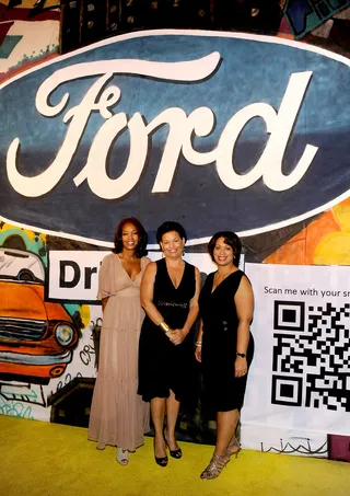 BET + Ford = One Great Partnership - BET Networks Chairman and CEO Debra Lee poses with Ford executives Shawn Lollie and Felicia Fields. &nbsp;(Photo by Frank Micelotta/PictureGroup)