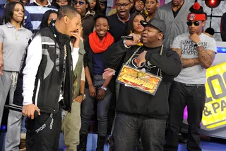 I Told You - Freestyle Friday champion Relly attempts to keep his title in round two against Baker at 106 &amp; Park, January 06, 2012.(Photo: John Ricard/BET)