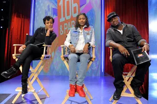 Here Come the Judges - Freestyle Friday judges Mz Stylez, DJ S. Whit and Mook at 106 &amp; Park, January 06, 2012.(Photo: John Ricard/BET)