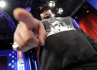Point 'Em Out - Freestyle Friday competitor Relly from Brooklyn, NY, at 106 &amp; Park, January 06, 2012.(Photo: John Ricard/BET)