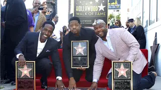 It's About Time - The men of R&amp;B singing sensation Boyz II Men, Shawn Stockman, Nathan Morris and Wanya Morris, pose with their plaques after unveiling their star on the Hollywood Walk of Fame. Long-time member Michael McCrary left the group in 2003 due to health issues, but not before helping the guys achieve record-breaking success. Boyz II Men has sold 60 million records worldwide, broke Elvis Presley's record for the longest-standing number one hit with their song &quot;End of the Road,&quot; at the top of the charts for 13 weeks only to be broken by them again with a collaboration with Mariah Carey, &quot;One Sweet Day,&quot; which was number one for 16 weeks. Congratulations, fellas!(Photo: REUTERS/Mario Anzuoni)