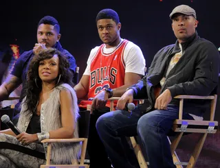 Take a Look - Hosea Chanchez, Pooch Hall and Coby Bell of The Game at 106 &amp; Park, January 09, 2012. (Photo: John Ricard / BET)