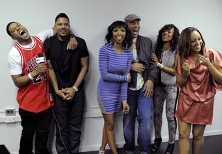 Cool Kids - Having a ball in the green room: Pooch Hall, Hosea Chanchez, Brandy, Coby Bell, Wendy Raquel Robinson and Tia Mowry in the green room at 106 &amp; Park, January 09, 2012. (Photo: John Ricard / BET)