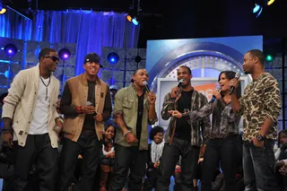 Superstar Status\r - Hamilton Park on set with Terrence J and Rocsi at BET's 106 &amp; Park.\r(Photo by Fernando Leon/PictureGroup)