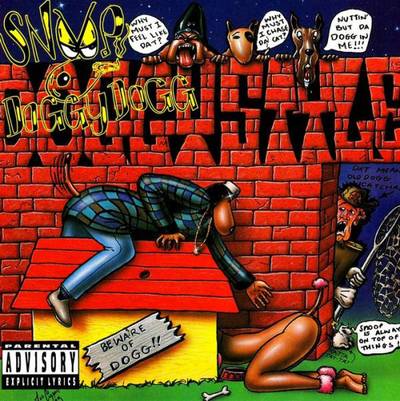 Snoop Dogg, Doggystyle - Based on his name, it's really no surprise that Snoop featured a dog on the album cover of his debut. In addition to the cartoon cover — which was a riff on the iconic image of Snoopy lying on a doghouse — the video for &quot;Who Am I? (What's My Name?)&quot; featured the Cali native morphing into a canine.&nbsp;(Photo: Death Row Records)