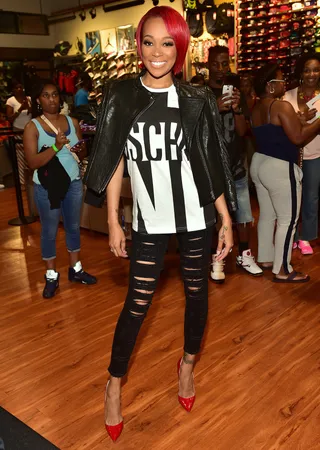 Still Doing Her Thang - Monica Brown strikes a pose during her meet and greet showcasing her single &quot;Just Right for Me&quot; at DTLR inside Cramp Creek in Atlanta.&nbsp; (Photo: Prince Williams/WireImage)
