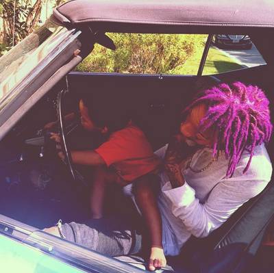 Wiz Khalifa, @mistercap - Uh oh... Baby Bash behind the wheel! But not to worry, his purple-maned father&nbsp;Wiz Khalifa has the situation under control.  (Photo: Wiz Khalifa via Instagram)