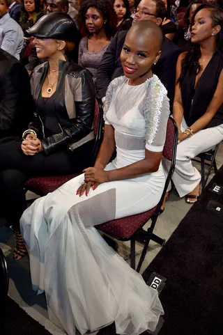 Angelic&nbsp;Flow - V. Bozeman doesn't disappoint in her all white flowy gown.&nbsp;(Photo: Paras Griffin/BET/Getty Images for BET)