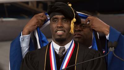 Diddy receives an honorary doctorate from Howard University.