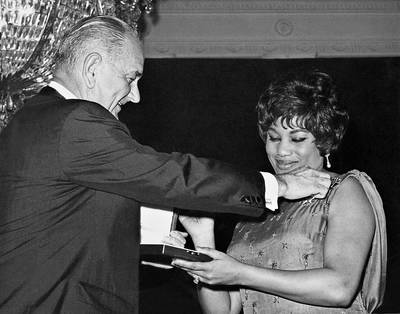 Leontyne Price - The opera singer, whose powerful soprano in her performance of Verdi’s Il Trovatore in 1961 wowed audiences at the Metropolitan Opera in New York City (she was also the first African-American to open a season at the historic theatre), was awarded the Presidential Medal of Freedom by President Lyndon Johnson in 1965.(Photo: AFP/Getty Images)
