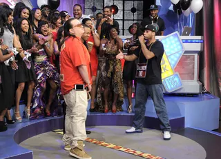 Jayo Slays The Beat - Freestyle Friday contestants Interstate Fatz and Jayo the Beatslayer at 106 &amp; Park, May 25, 2012. (Photo: John Ricard / BET)