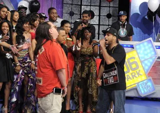 I Get It - Freestyle Friday contestants Interstate Fatz and Jayo the Beatslayer at 106 &amp; Park, May 25, 2012. (Photo: John Ricard / BET)