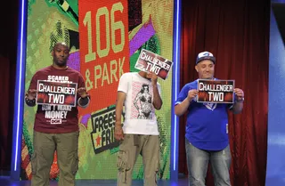 He Won - Freestyle Friday judges Bink! Bones Brigante and AJ Ahmed at 106 &amp; Park, May 25, 2012. (Photo: John Ricard / BET)