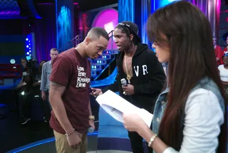 Cool Bro - A$AP Rocky with Rocsi Diaz and Terrence J at 106 &amp; Park, May 24, 2012. (Photo: John Ricard / BET)