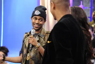 A Smile Worth a Million Bucks - Big Sean with Rocsi Diaz and Terrence J at 106 &amp; Park, May 22, 2012. (Photo: John Ricard / BET)