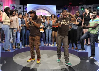 Crazy - Emmanuel and Phillip Hudson perform "She Ratchet" at 106 &amp; Park, May 18, 2012. (photo: John Ricard / BET)