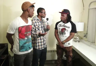 Tell Me About It - Phillip and Emmanuel Hudson talk to John Reed of BET.com in the green room at 106 &amp; Park, May 18, 2012. (photo: John Ricard / BET)