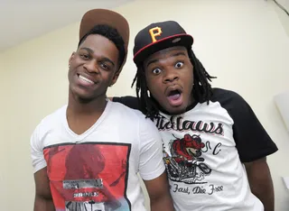 Hey Yall - Phillip and Emmanuel Hudson in the green room at 106 &amp; Park, May 18, 2012. (photo: John Ricard / BET)