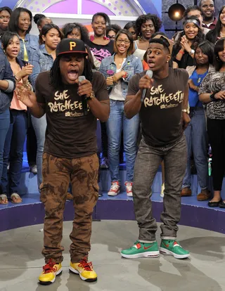 Word - Emmanuel and Phillip Hudson perform "She Ratchet" at 106 &amp; Park, May 18, 2012. (photo: John Ricard / BET)