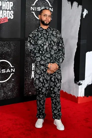 Director X served serious swag in this paisley-print attire. - (Photo by Paul R. Giunta/FilmMagic)