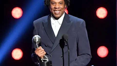 HOLLYWOOD, CALIFORNIA - MARCH 30: Jay-Z accepts the Presidentâs Award onstage at the 50th NAACP Image Awards at Dolby Theatre on March 30, 2019 in Hollywood, California. (Photo by Earl Gibson III/Getty Images for NAACP)