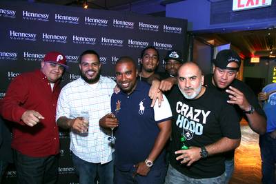 NORE,&nbsp;Laura Stylez,&nbsp;DJ Camilo - NORE, Laura Stylez, DJ Camilo, Megan Ryte, DJ Wallah, TT Torres, DJ Kastone and a few other music industry friends spotted during the Hennessy V.S.O.P Privilege Toast to DJ Enuff&nbsp;in the Flatiron District in New York City. (Photo: Hennessy)