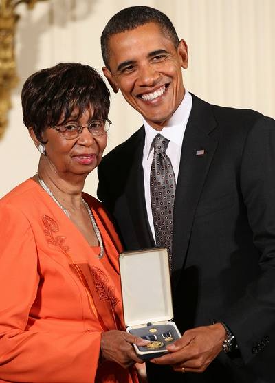 Myrtle Faye Rumph - Myrtle Faye Rumph, of Inglewood, California, is committed to reducing gun violence in her community. &nbsp;She received the Presidential Citizens' Medal in 2010 for her tireless work in changing the lives of at-risk youth.&nbsp;(Photo: Win McNamee/Getty Images)
