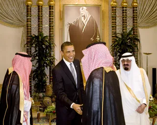 Royal Business - Obama took time to meet Saudi Arabia's King Abdullah at the King's farm outside the city of Riyadh in June 2009. (Photo: REUTERS/Larry Downing)
