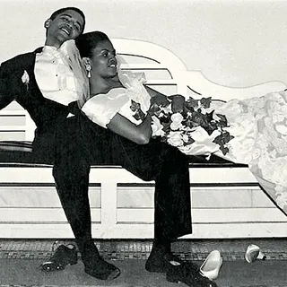 Just Married - How cute is this photo of the Obamas relaxing on a bench on their wedding day?(Photo: Courtesy of Obama Family)