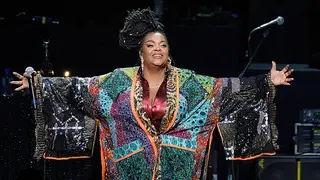   Singer Jill Scott performs on stage during the "Who is Jill Scott?" tour at Smart Financial Centre on June 16, 2023 in Sugar Land, Texas.  
