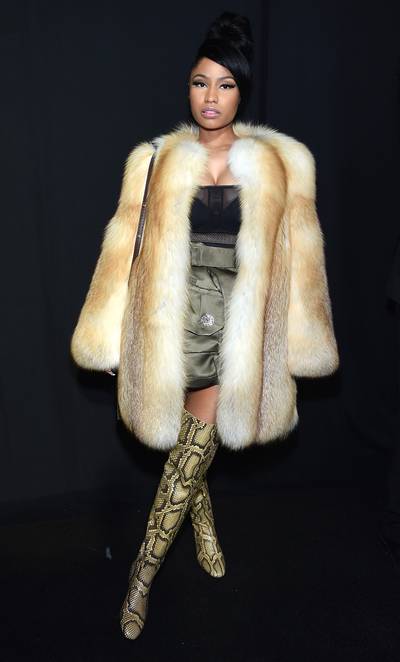 Fierce and Fab - Rapper Nicki Minaj&nbsp;looks phenomenal backstage at the Marc Jacobs fashion show during Mercedes-Benz Fashion Week Fall 2015 at Park Avenue Armory in New York City.(Photo: Jamie McCarthy/Getty Images for Marc Jacobs)