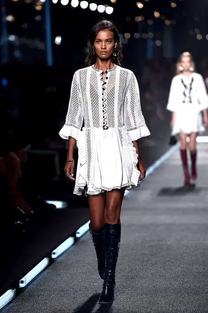Model Liya Kebede walks the runway in the Louis Vuitton Spring