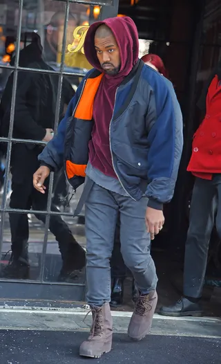 Cold World - Kanye West&nbsp;braves the chilly winter while out and about in NYC.(Photo: TK / Splash News)