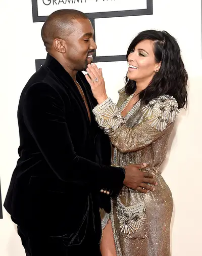 Kim Kardashian West and Kanye West on the VMA Red Carpet 2015