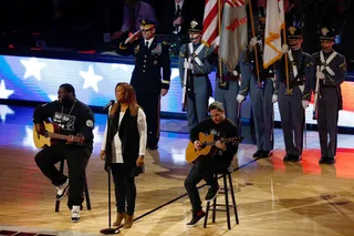 Songbird - Queen Latifah&nbsp;flawlessly sang the &quot;Star Spangled Banner&quot; during the 2015 NBA All-Star Game at Madison Square Garden.(Photo: Jeff Zelevansky/Getty Images)
