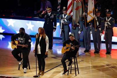Songbird - Queen Latifah&nbsp;flawlessly sang the &quot;Star Spangled Banner&quot; during the 2015 NBA All-Star Game at Madison Square Garden.(Photo: Jeff Zelevansky/Getty Images)