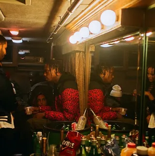 Drake, @champagnepapi - Drake hangs on a tour bus with Zoe Kravitz and Travis Scott.(Photo: Drake via Instagram)