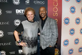 BET Family - BET Networks Chairperson and CEO Debra L. Lee and President of Programming Stephen Hill attend the All-Star Weekend event.  (Photo: Gustavo Caballero/Getty Images for National Basketball Players Association)