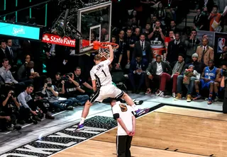 Lift Off - Brooklyn Nets forward Mason Plumlee got some help from his brother Miles Plumlee on this slam. (Photo: Cem Ozdel/Anadolu Agency/Getty Images)