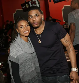 Hip Hop Rockin' - Legend MC Lyte and Nelly took this quick pic before changing clothes and taking it to the lanes.  (Photo: Bennett Raglin/BET/Getty Images For BET)