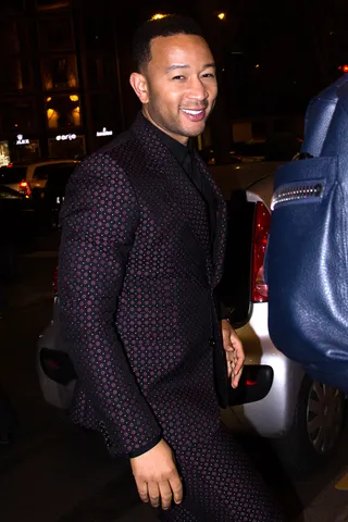 John Legend - John Legend&nbsp;was all smiles as he arrived at the Four Seasons Hotel George V in Paris.&nbsp;(Photo: Deruel Jessy / News Pictures/WENN.com)