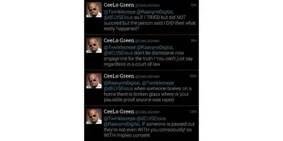 CeeLo Green - It's known universally that no means no, but musician CeeLo Green upset a lot of folks when he tweeted, &quot;It's not rape if the person is passed out.&quot; He eventually apologized for his scathing words, but the damage is pretty much done.(Photo: CeeLo Green via Twitter)&nbsp;
