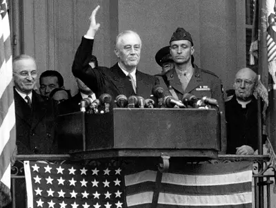 Jan. 20, 1945 - President Franklin D. Roosevelt was the first and only president sworn in for a fourth term. The 22nd Amendment to the United States Constitution now limits presidential terms to two. (Photo: National Archive/Getty Images)