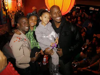 Hart-felt Moment - Tyrese stopped by at the bowling event at Lucky Strike. Kevin and the Baby Boy star took a photo with their baby girls.  (Photo: BET)