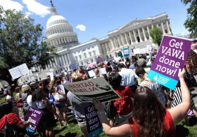 One Step Forward - The U.S. Senate overwhelmingly voted to reauthorize the Violence Against Women Act, adding provisions for immigrants, gays and lesbians, Native Americans and to speed up analysis of DNA rape kits. Now the question is whether it will stall in the House.  (Photo: Chip Somodevilla/Getty Images)