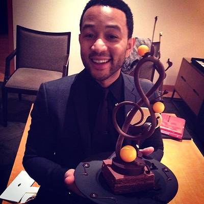 John Legend - And speaking of Legend, the singer shows off this towering, chocolate confection.  (Photo: John Legend via Instagram)