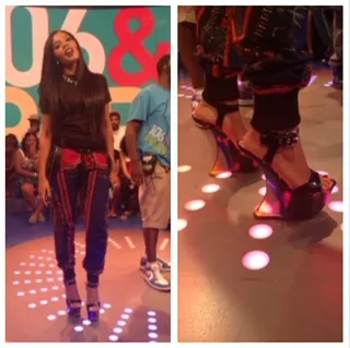 Angela Simmons  - The 106 &amp; Park co-host is sure-footed in these sculptural heels from JeT'aime Shoes.  (Photo: Instagram/angelasimmons)